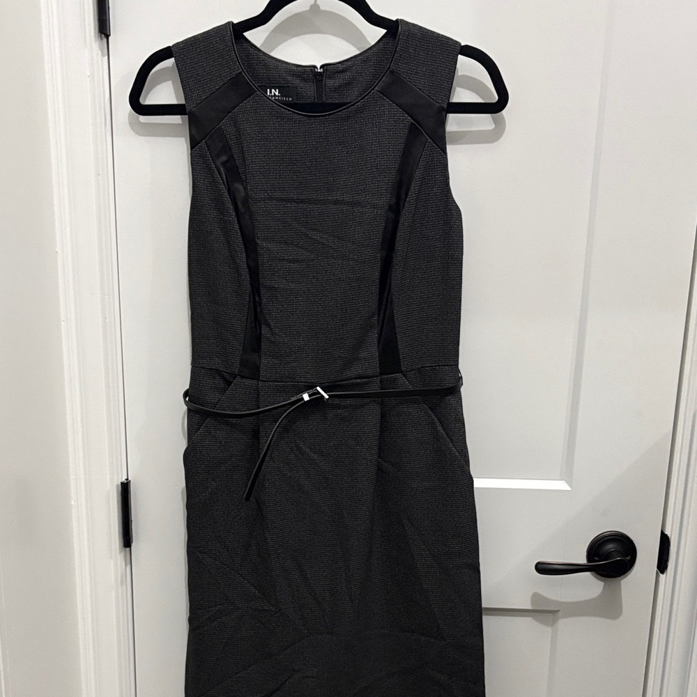 I.N. San Francisco Charcoal and Black Midi Dress